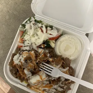 Gyro Platter with salad and rice