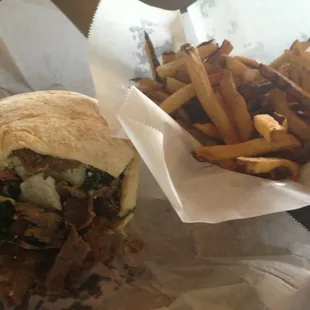 Gyro sandwich &amp; fries