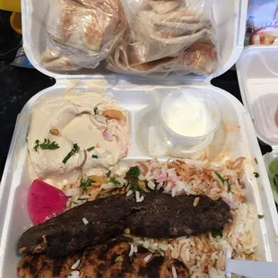 Lunch mixed kafta plate $8.99 and comes with soup or salad. Look at all that good food!