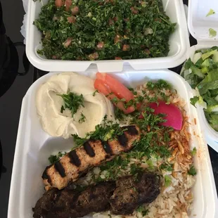 Carry out lunch, very good as usual. The salad was lacking in the pink hue/sumac flavor. Maybe someone new made it today....hmmm.