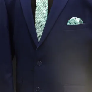Suit, shirt and tie with matching handkerchief