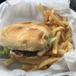 Nice Cheeseburger, FFs needed more time in the oil, and some salt!