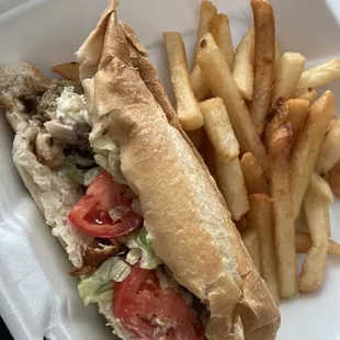 Grilled Chicken and Cheese Sub with fries- better than anticipated