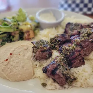Beef Chimichiri Kabob Plate $17.99