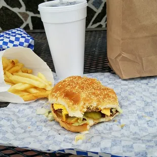#2 Cheeseburger fries and a soda. $5.99 not bad.
