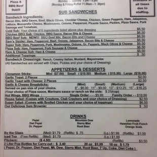 the menu