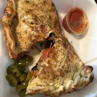 Meat and veggie calzone