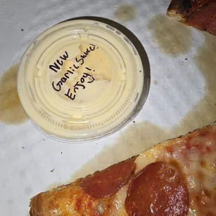 The best sauce I've ever had from a pizza spot!