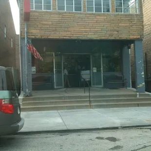 the entrance to the restaurant