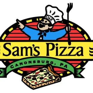a logo for sam's pizza