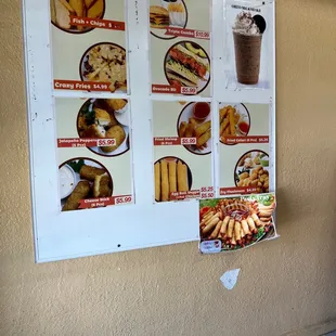 a menu on a wall