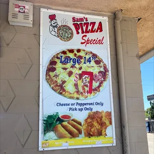 a large pizza on display