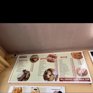 a menu for a sandwich