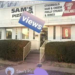 Front of Sam's pizzeria