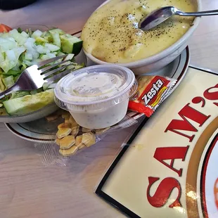 Both Bowl of Potatoes n Ham Soup and Salad came with meal.