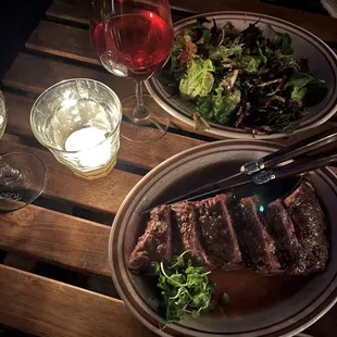bar steak and herb salad