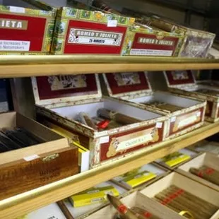 shelves of cigars