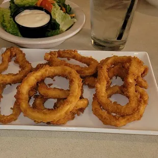 Sam&apos;s Seafood and Steak&apos;s.  Fried Calamari and Dinner Salad