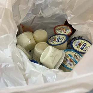 yogurt in a plastic bag