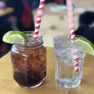 Drink on left is a Smoked Bourbon and Cola - Delicious