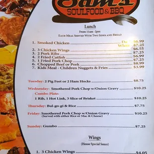 menu