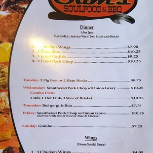 menu
