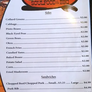menu