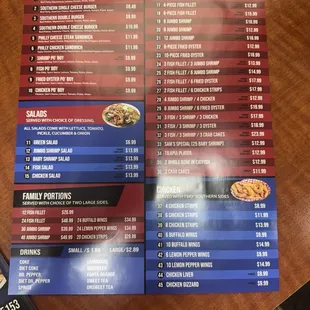 menu
