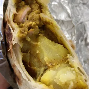 the inside of a burrito