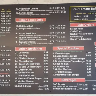 Updated Menu with prices.