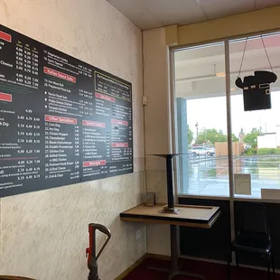 a menu on the wall