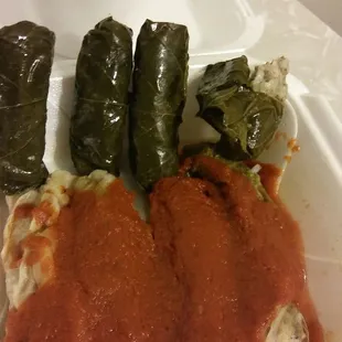 Cabbage rolls and stuffed grape leaves