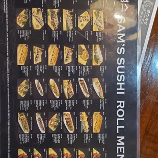 Sushi Menu