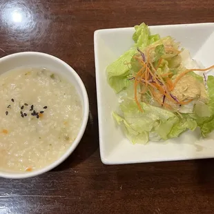 Porridge and salad