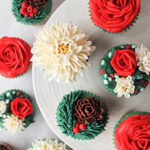 Floral cupcakes by the dozen for you to arrange on your own serving platters