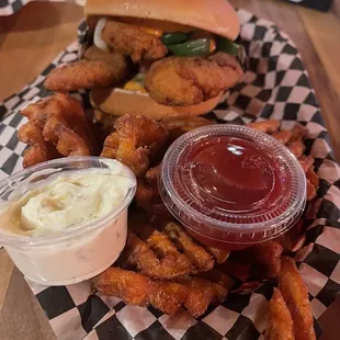 Jalapeno Reno Burger with fried chicken patty