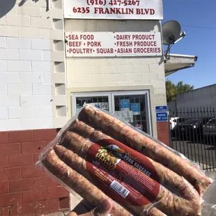 Lao sausages.  $12    Delicious.  Cook them in the over for like 15 minutes and you're set.