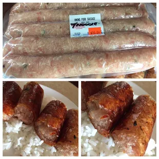 Yummy pork noodle sausage. $10/pack a deal. Hot or no Hot ur pick.