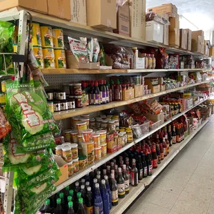 shelves of food and beverages