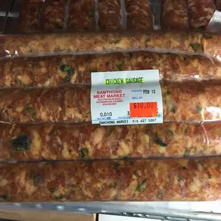 Chicken Sausage also $10/pack.