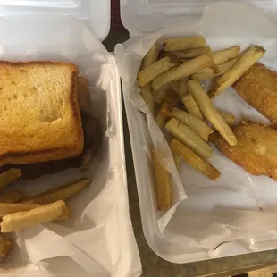 a fish sandwich and fries