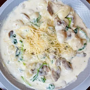 Mushroom and spinach gnocchi