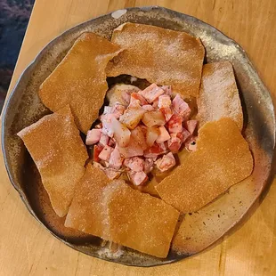 Fried wonton with Albacore and Tomatoes