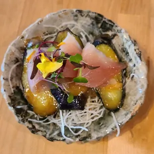 Albacore with Honey Miso Eggplant