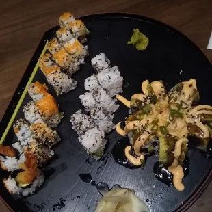 Volcano roll, Mexican roll, spicy tuna and the key west roll.