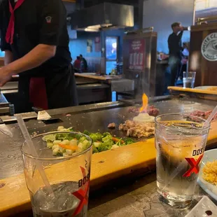 Fire volcano on the grill