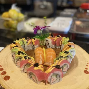 a plate of sushi