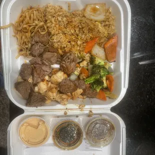 Samurai combo, filet mignon, and chicken.