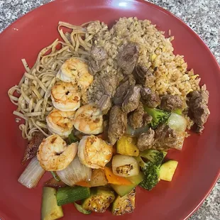 Steak and shrimp medium rare very good