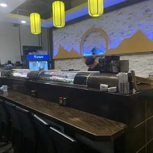 interior, sushi and sashimi